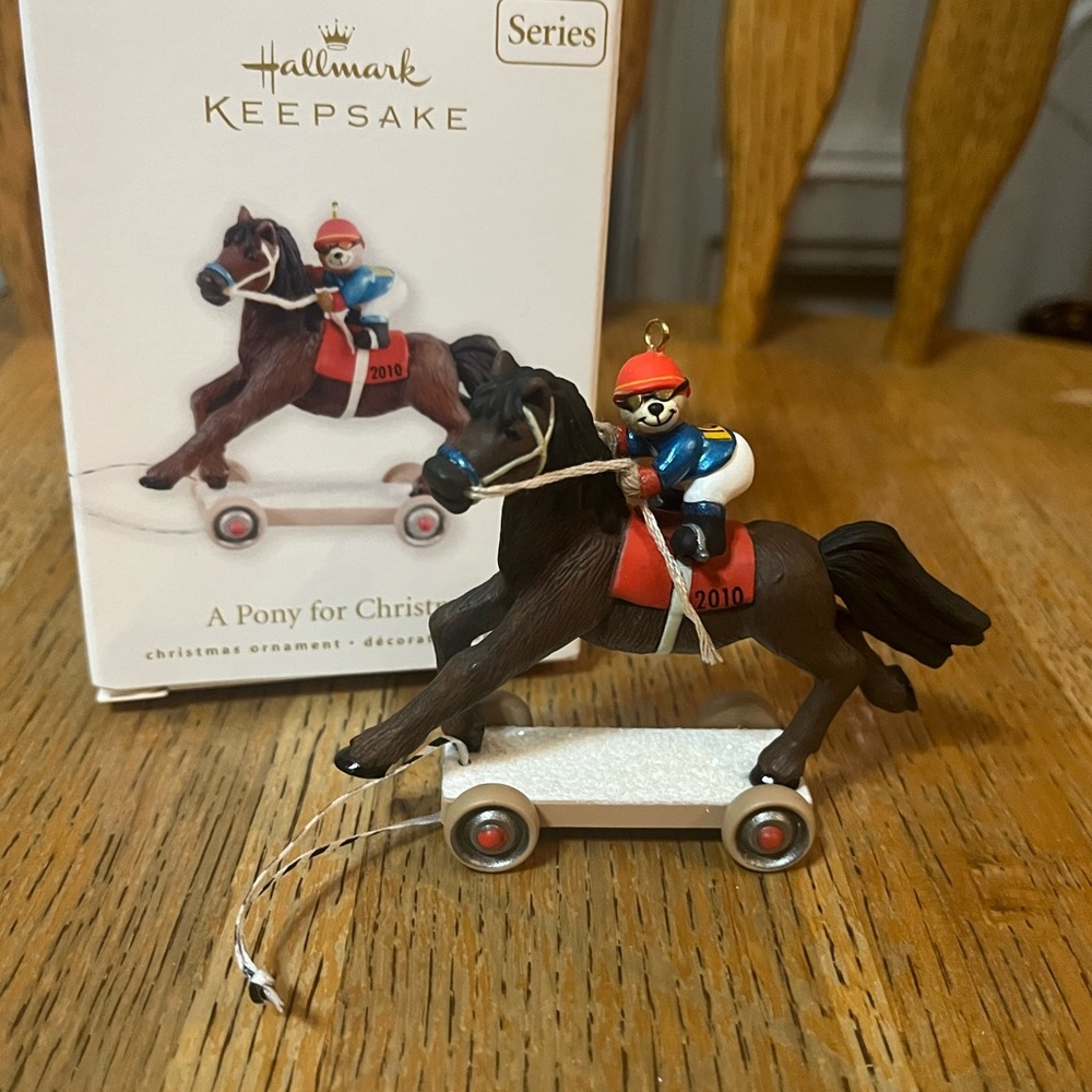 Hallmark Keepsake Pony Ornament with Red and Brown Accents